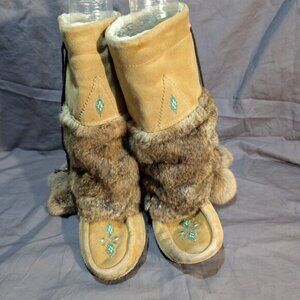 Handmade Suede and Fur Mukluk Moccasin Boots